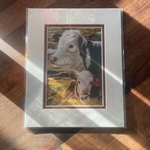 Source Unknown Cow Art Print - White and Brown